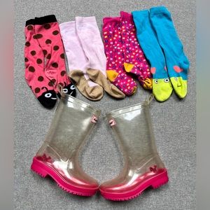 American Girl Wellie Wishers Clear Wellie rain boots with matching socks 10-11